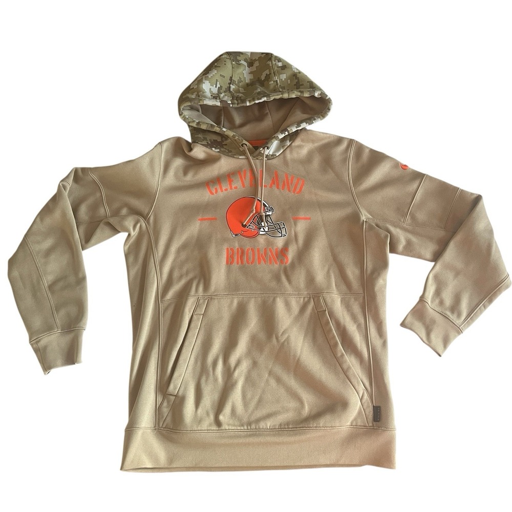 Nike Men's Size M Cleveland Browns Salute to Service Camo Hoodie‎ Patch On-Field